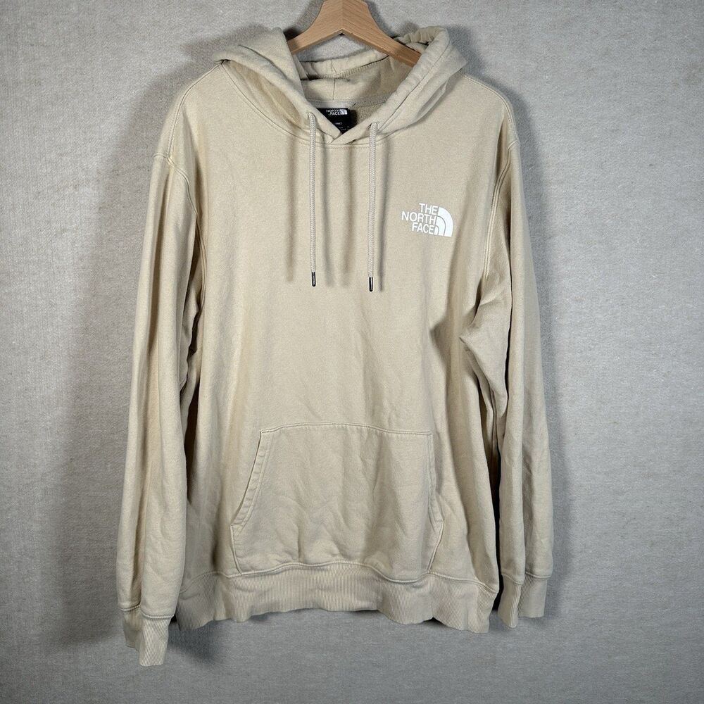 The North Face Hooded Sweatshirt Mens Extra Large XL Beige Outdoor Logo